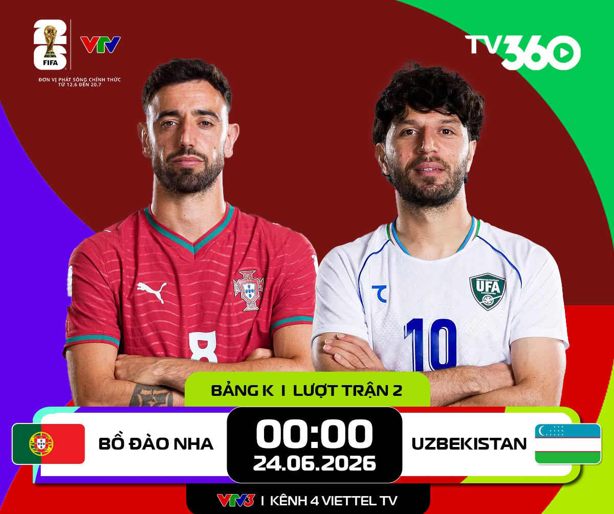 Link xem trực tiếp Bồ Đào Nha và Uzbekistan (bảng K World Cup 2026)

